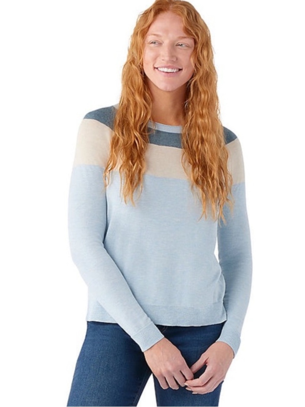Smartwool Edgewood Colorblock Crew Sweater Womens Medium
